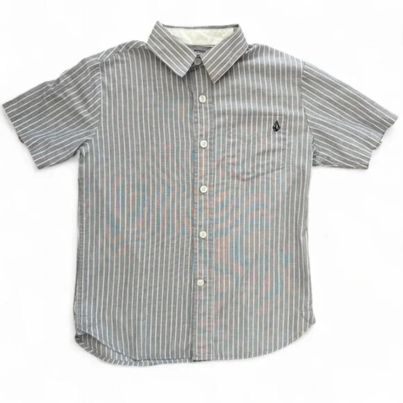 2/$10 Volcom Blue & White Striped Button Down - Size Small - Picture 1 of 4